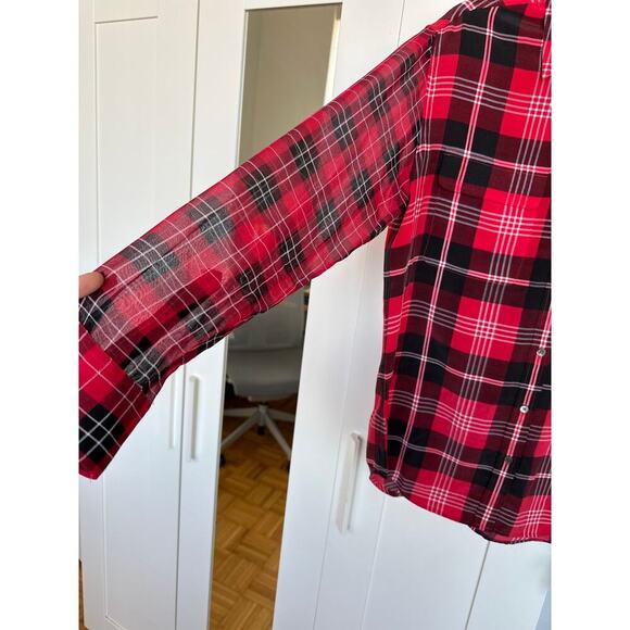 Equipment Femme 100% Silk Signature Silk Shirt Red and Black Plaid, Size S, EUC - Picture 6 of 6